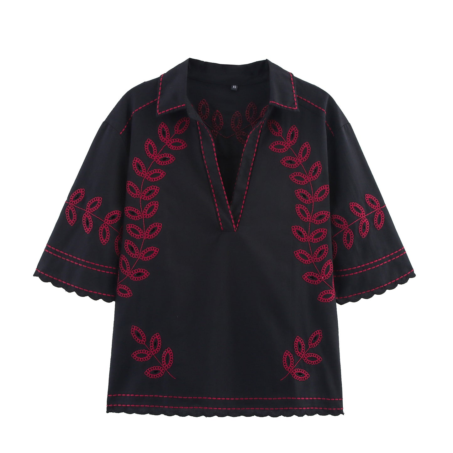 Women's Fashion Casual Embroidered Shirt + Shorts Set