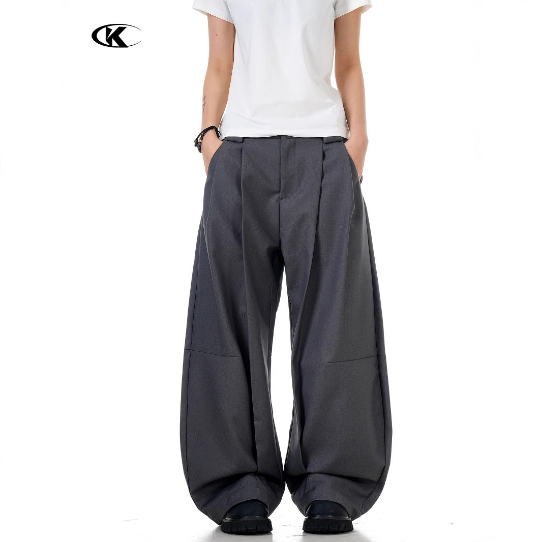 Slanted Trousers for Men and Women, Retro Trendy Loose Fit Wide Leg Pants