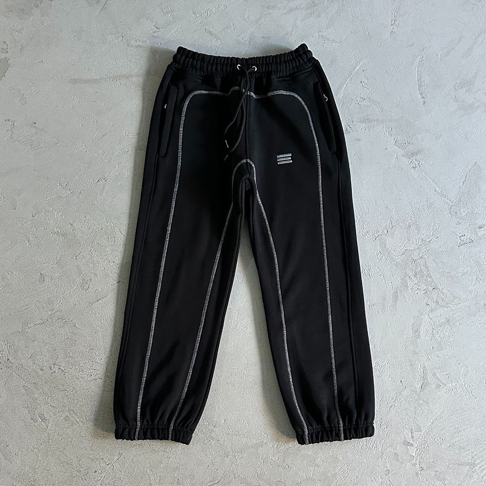 New Street Fashion Long Sleeve Line Sweatshirt and Long Pants Sports Suit Casual Suit Unisex