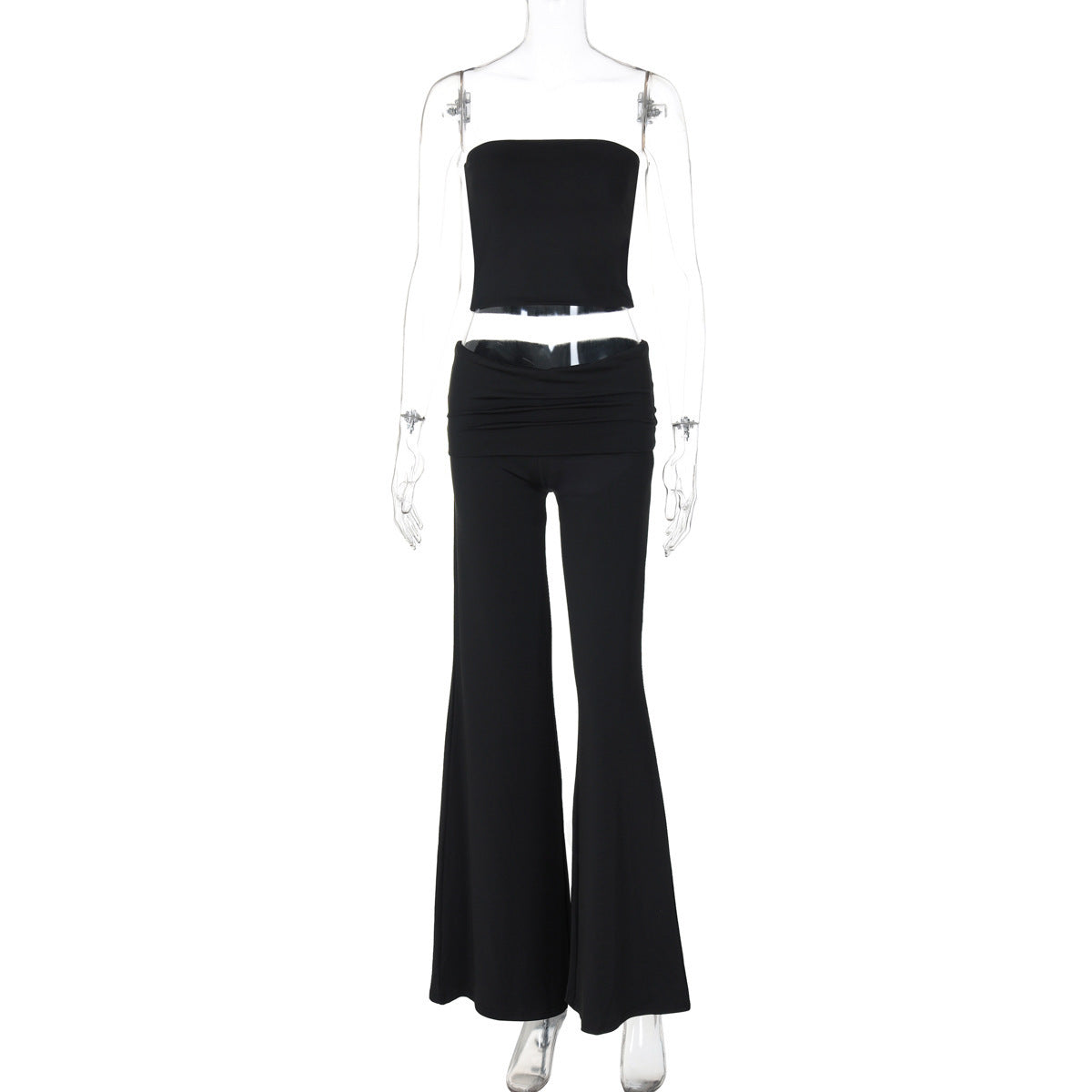 Solid Color Trumpet Neck Tube Top and Long Pants Slimming Set for Women Fashion New Arrival Summer Wear