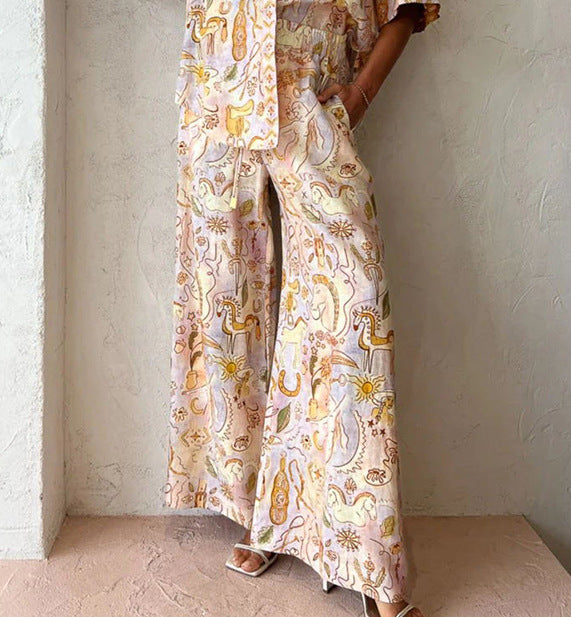 Casual Pocket Half-Sleeve Set INS Loose Fashion Women's Two-Piece Suit