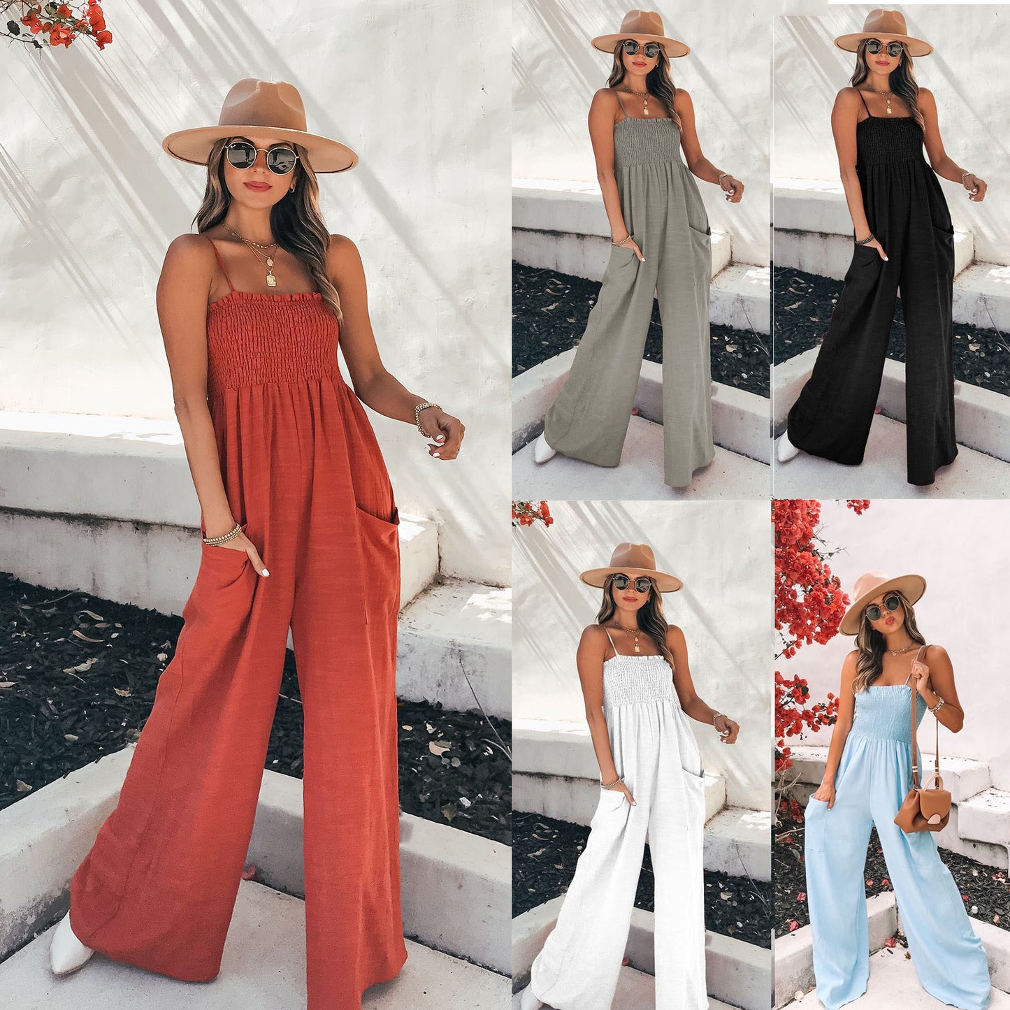 Sexy Strapless Loose Casual Jumpsuit Style Summer Vacation Wide Leg Jumpsuit
