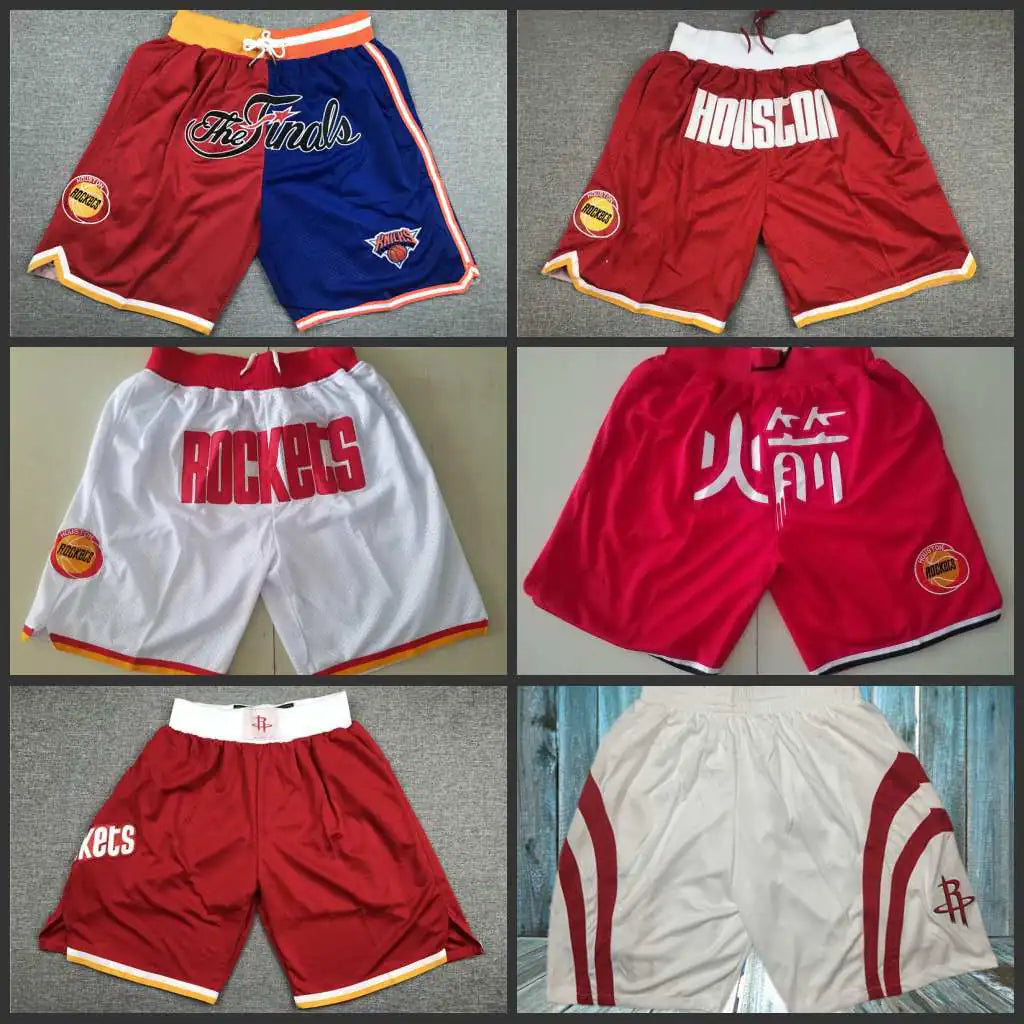 Retro Embroidered Mesh Pocket Basketball Shorts