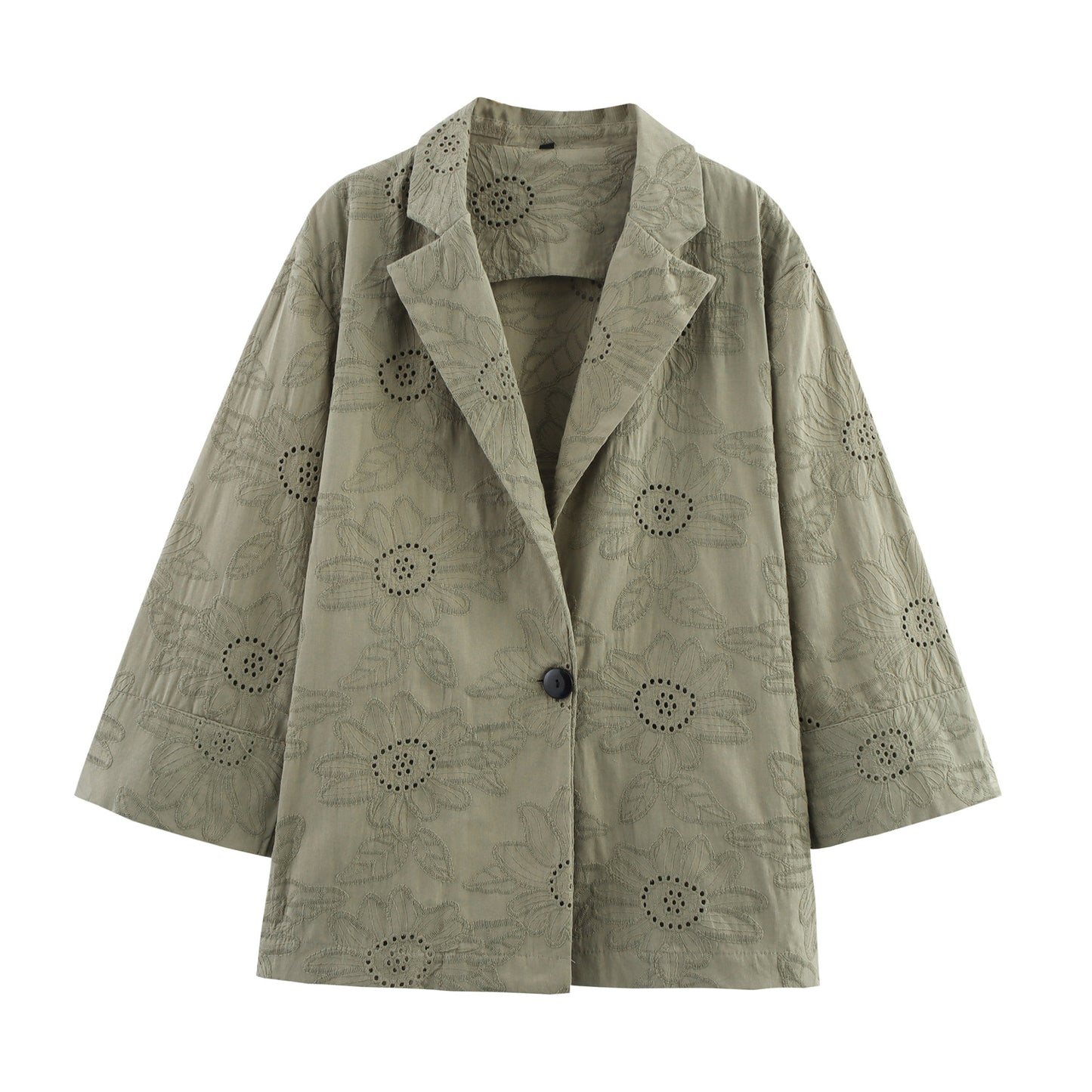 Women's Hollow-out Embroidered Blazer + Hollow-out Embroidered Straight-leg Pants