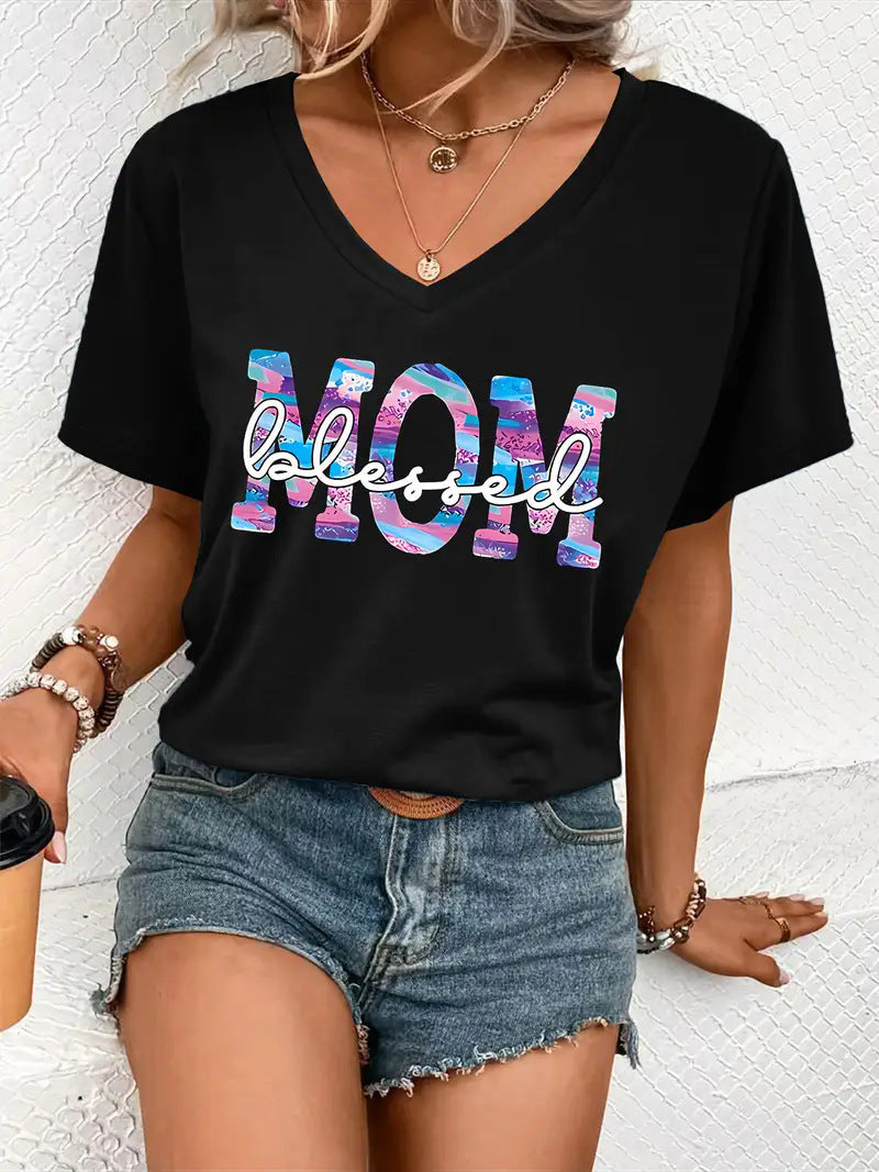V-Neck Women's T-Shirt Round Neck Short Sleeve Gift for Women