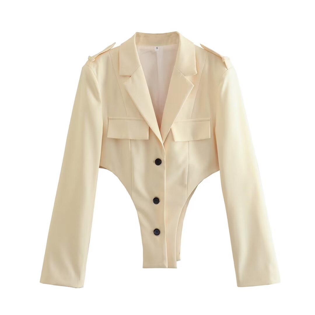 Hollow Out Blazer Top + Suit Pants for Women