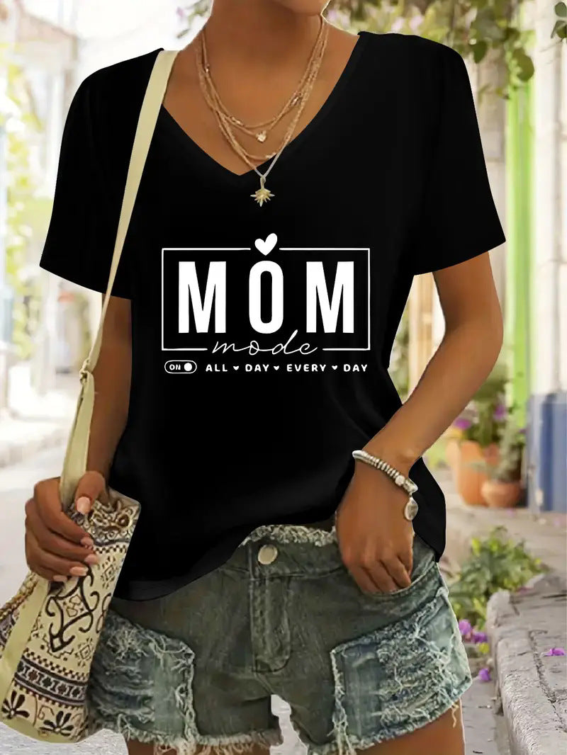 V-Neck Women's T-Shirt Round Neck Short Sleeve Gift for Women