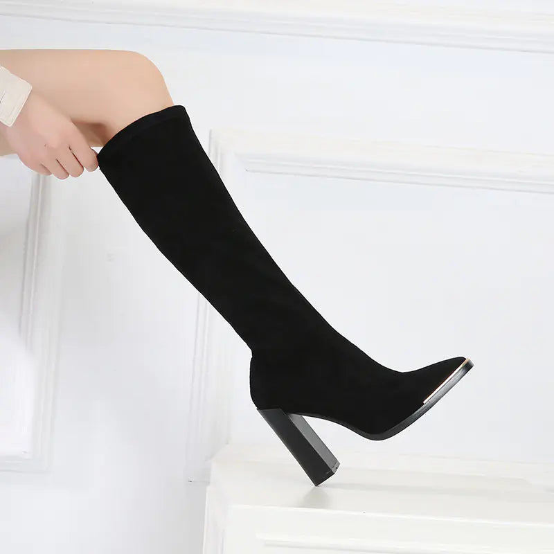 High-Tube Thick-Heeled Winter Boots for Kids