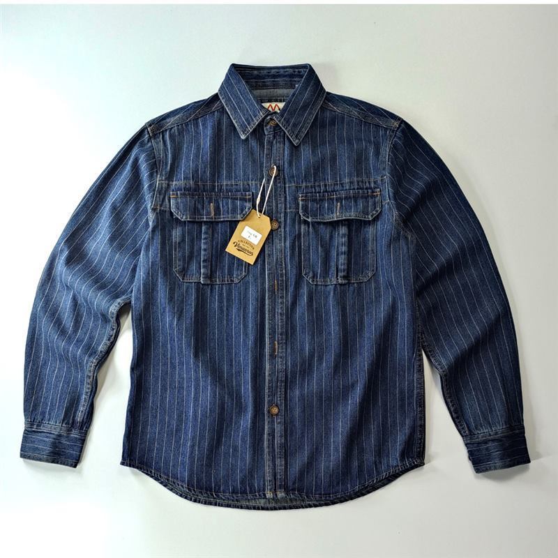 Men's Washed Old American Casual Denim Shirt