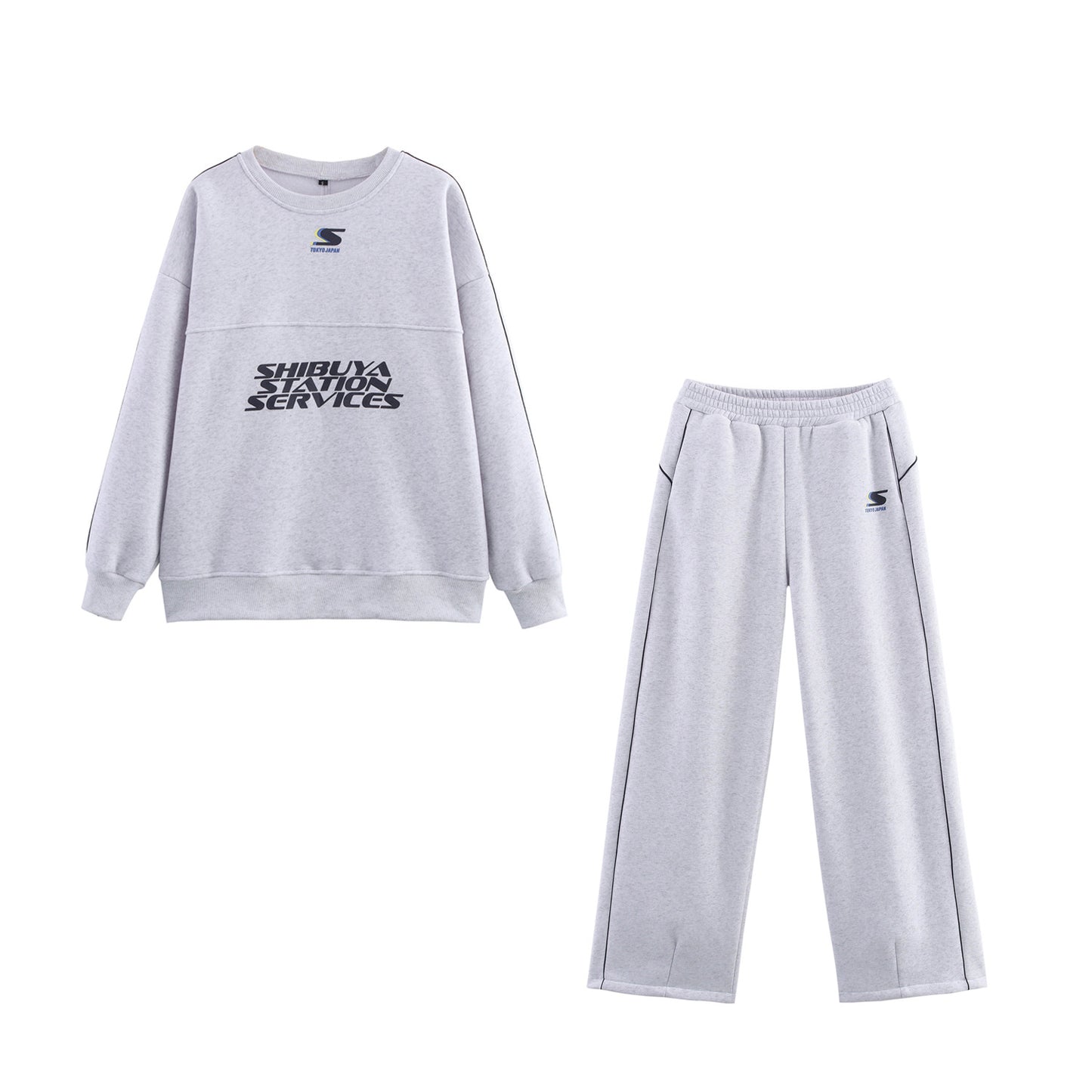 Women's Clothing Set with Decorative Edges and Printed Hoodie + Long Pants