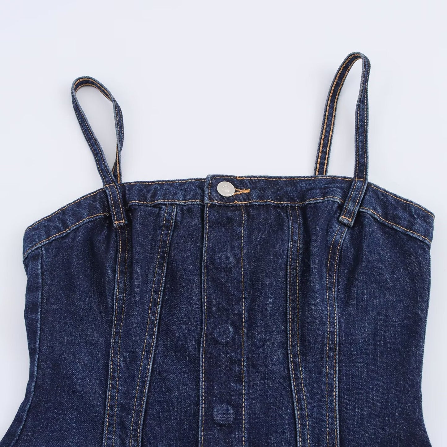 Women's Clothing Denim Long Jumpsuit with Belt