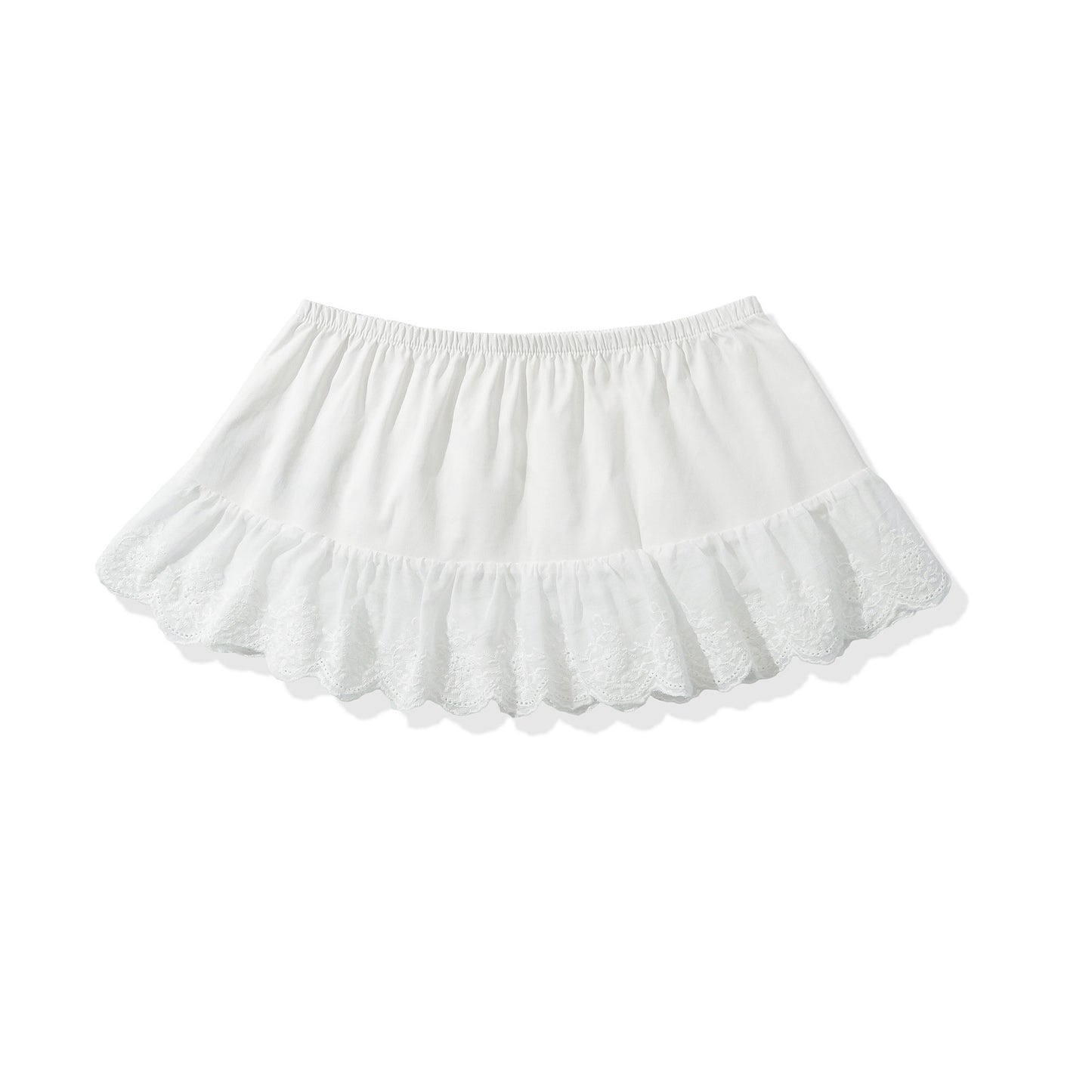 Women's Round Neck Lace Ruffle Sleeves Top + Skirt Set