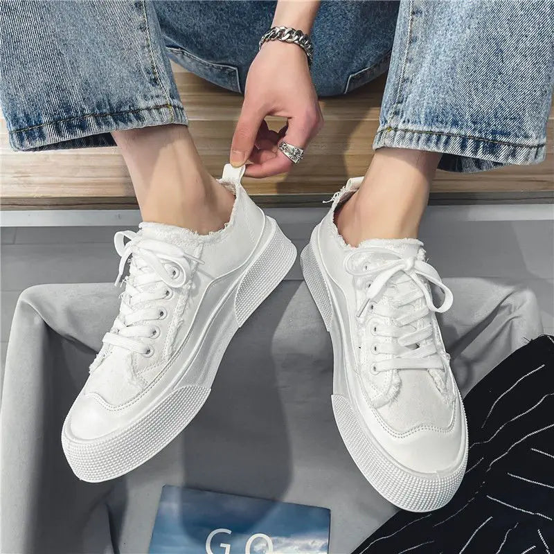 Men's Thick Sole Summer Canvas Sneakers - Korean Style