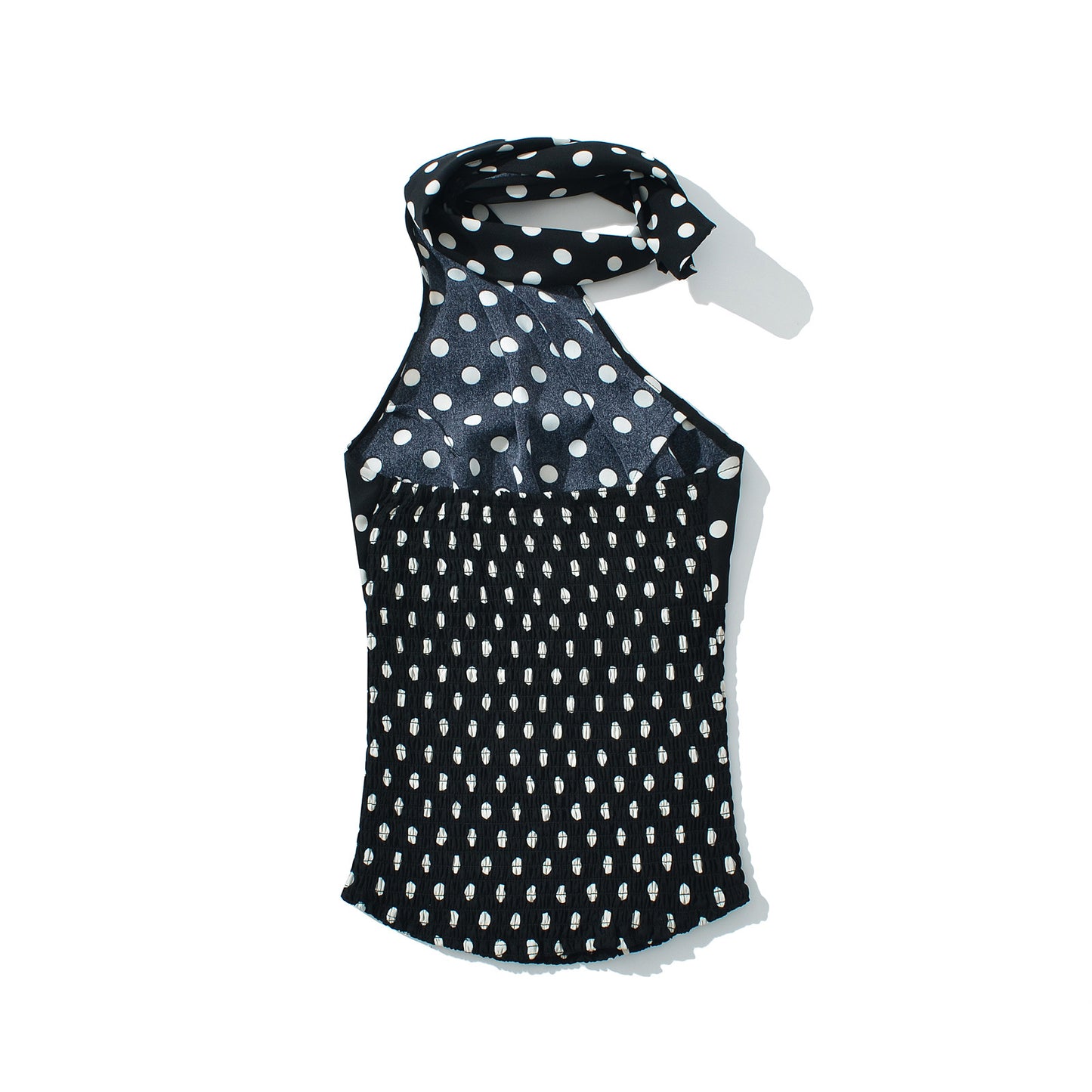 Women's Fashion Sexy Halter Polka Dot Tied Top + Skirt Set
