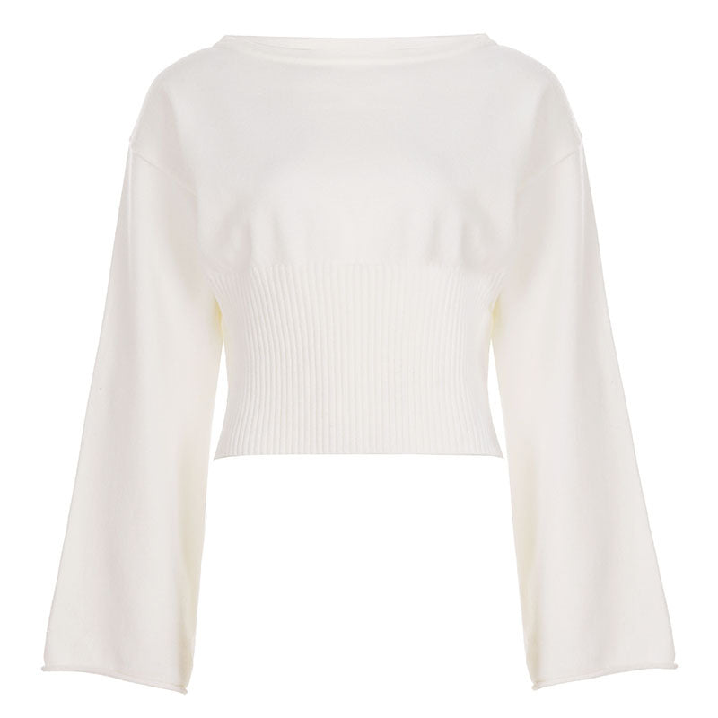 Sexy One-Shoulder Polar Fleece Long Sleeve Top and High-Waist Folded Waistband Versatile Skirt Two-Piece Set