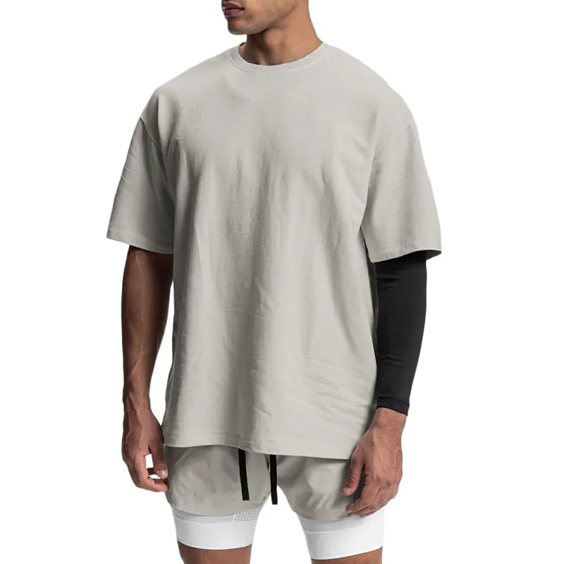 Men's Loose Fit Distressed T-Shirt - Round Neck, Short Sleeve