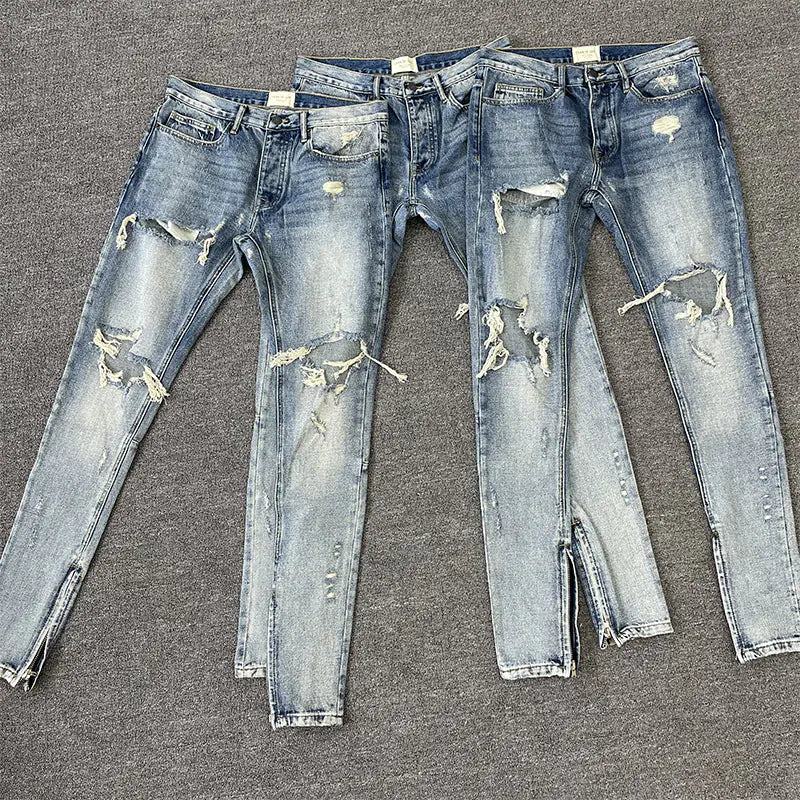High Street Vintage Slim-Fit Distressed Jeans