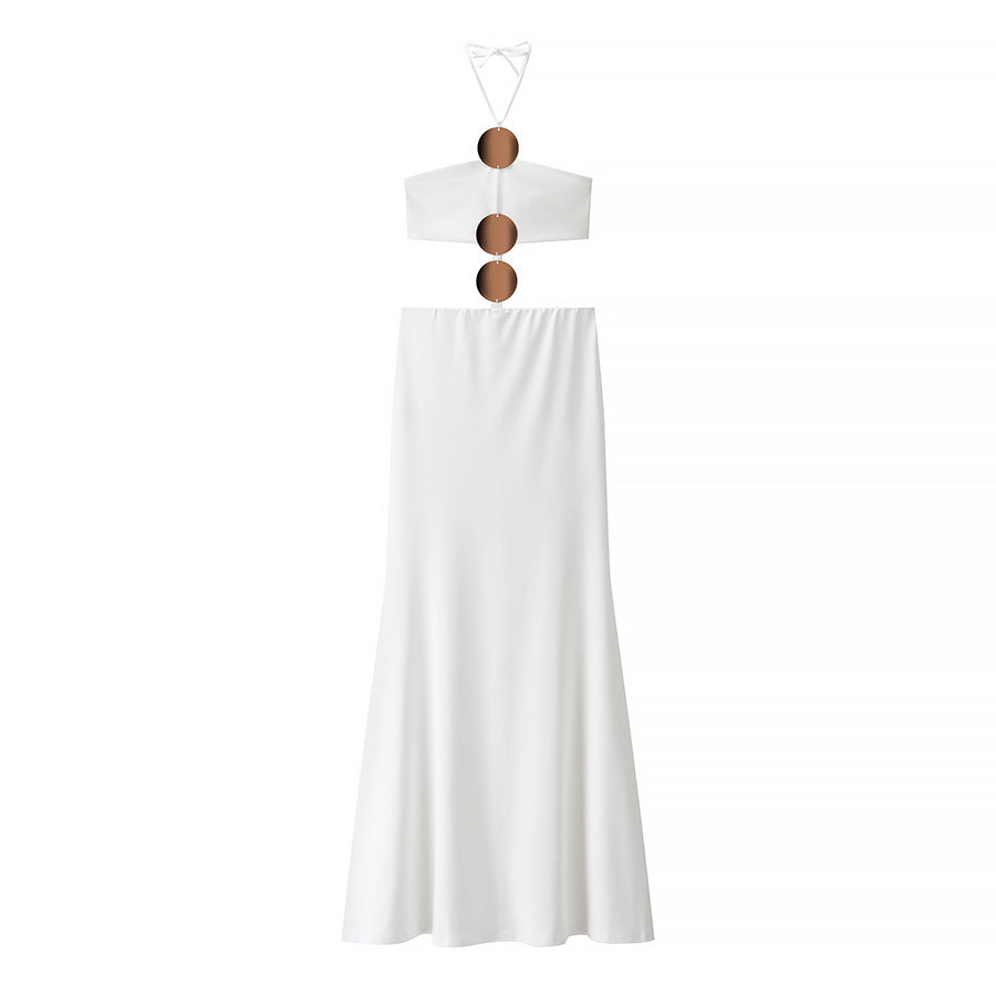 Women's Long Dress Set Pure Color New Style