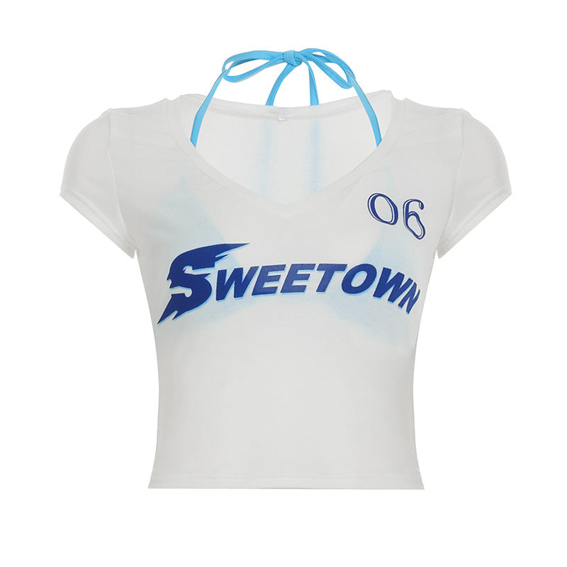 Sweet and Spicy Style Casual Three-Piece Set Lightweight Transparent T-Shirt + Color-Block Elastic Waist Loose Long Pants