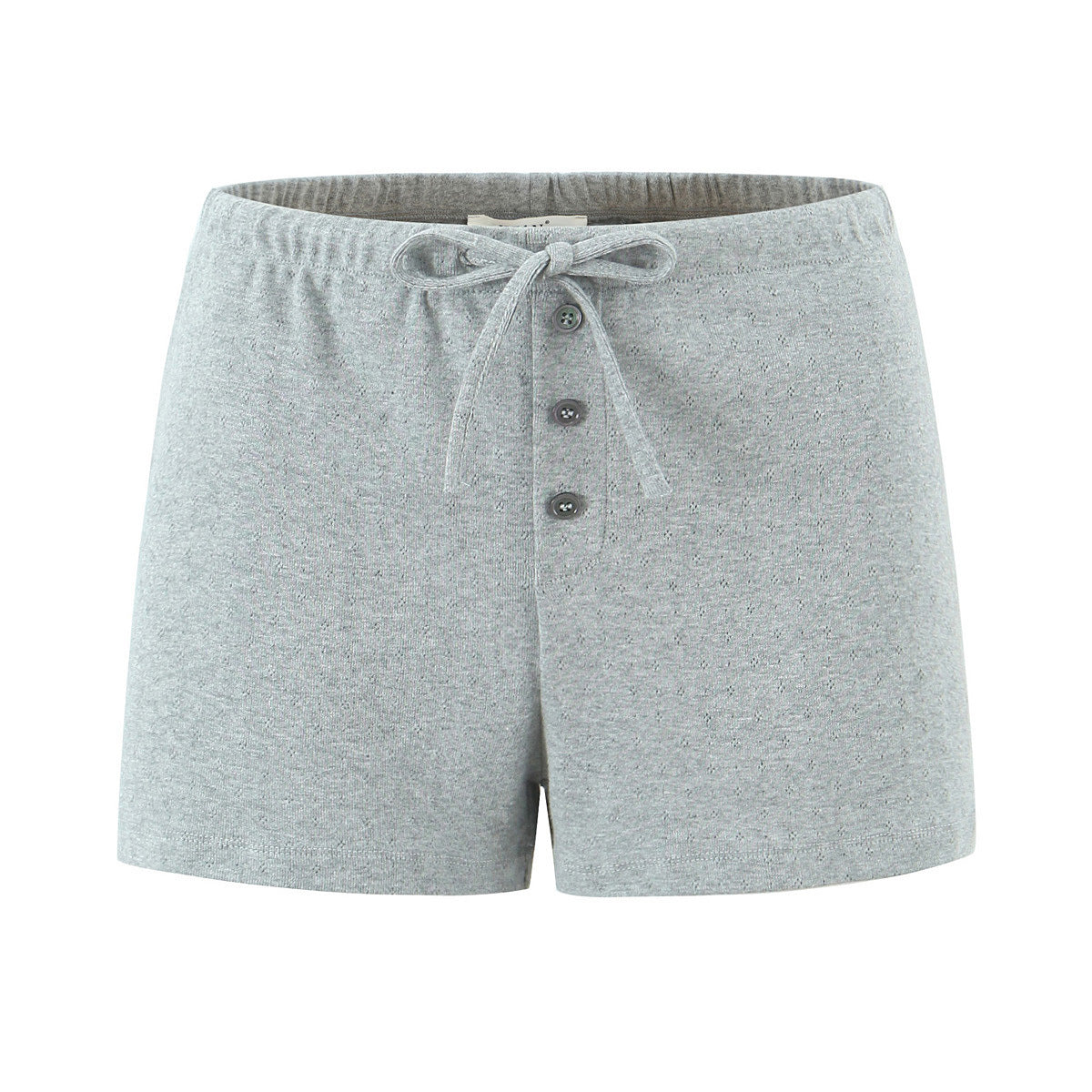 Round neck slim fit jacquard knitted top T-shirt+solid color elastic waist shorts two-piece set