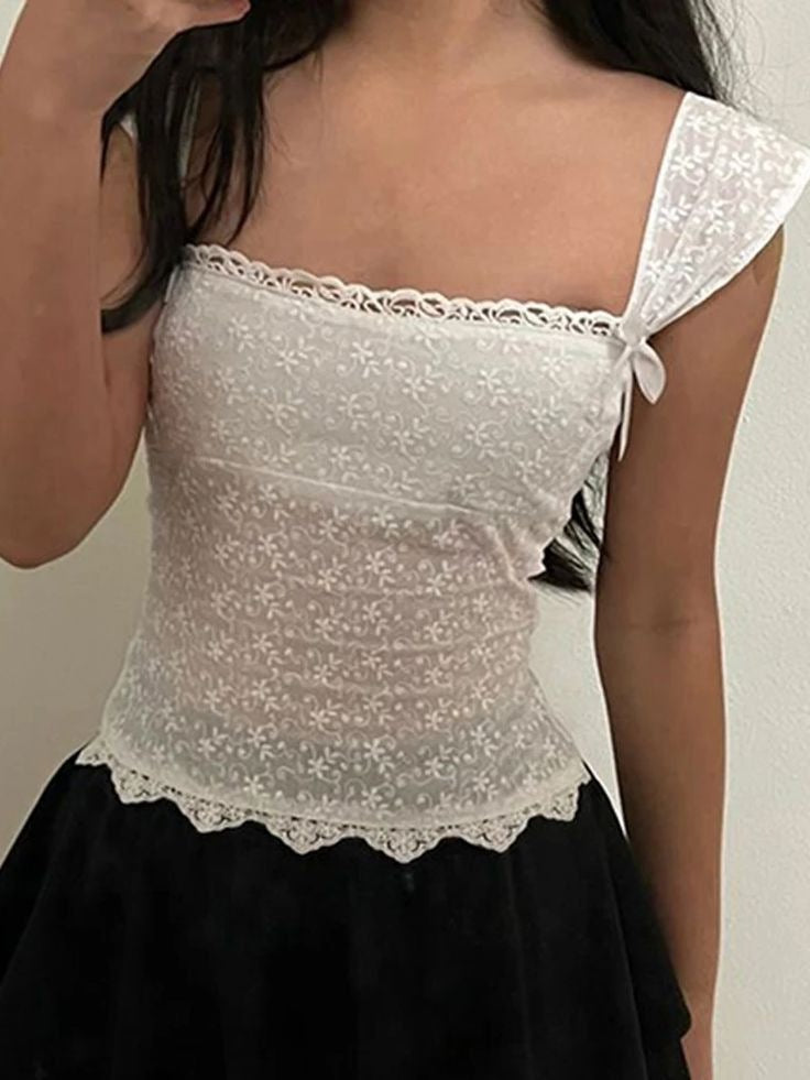 Spicy Pleated Skirt Lace Hem A-Line Strapless Top Embroidered High Waist Half Skirt Sweet Spicy Style