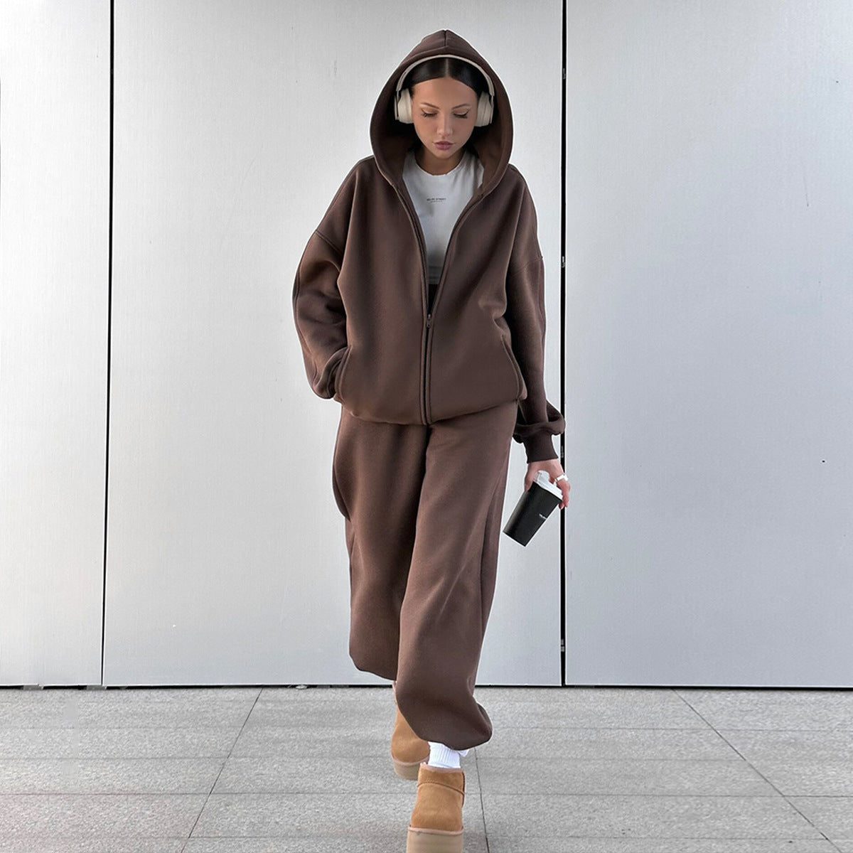 Hoodie Cardigan Set Women Autumn Winter New Arrival Sport Casual Fleece Cardigan Hoodie
