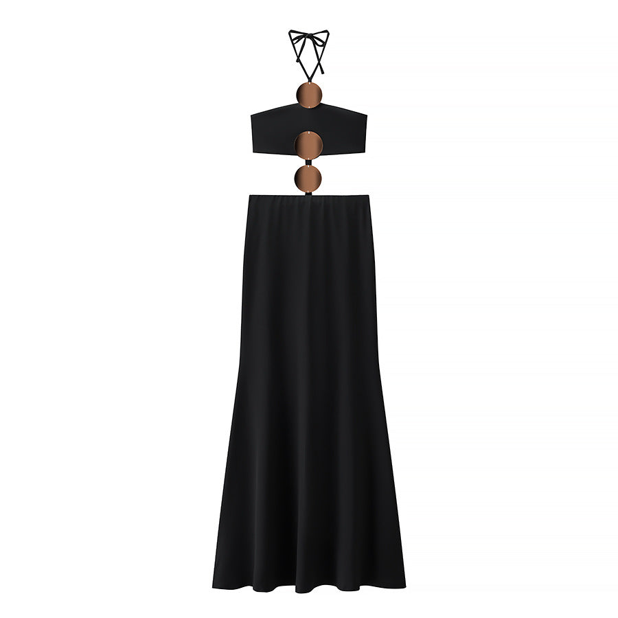 Women's Long Dress Set Pure Color New Style