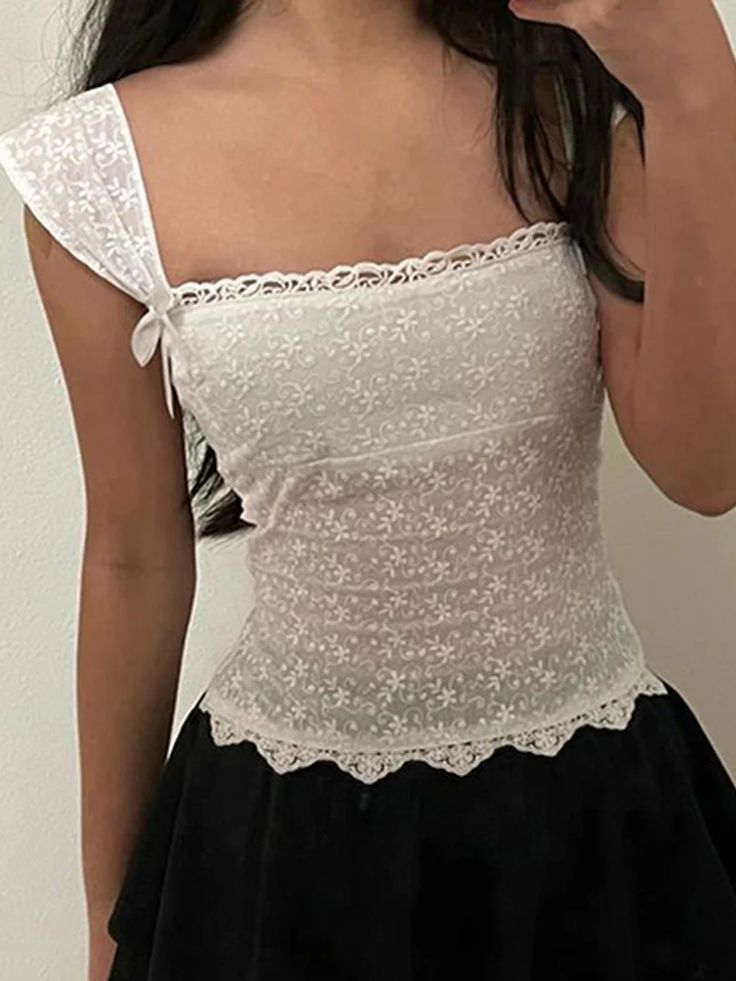 Spicy Pleated Skirt Lace Hem A-Line Strapless Top Embroidered High Waist Half Skirt Sweet Spicy Style