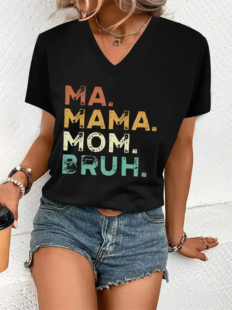 V-Neck Women's T-Shirt Round Neck Short Sleeve Gift for Women