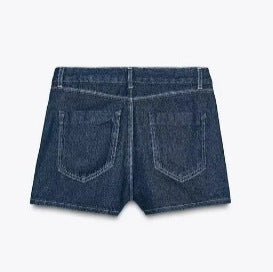 Women's Short Denim Shirt + Double-Breasted Skirt Trousers Set