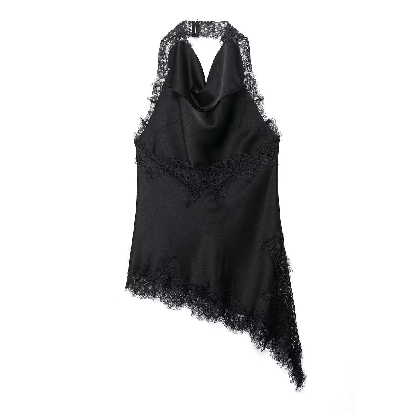 Women's Clothing INS Halter Lace Top + Satin Texture Skirt