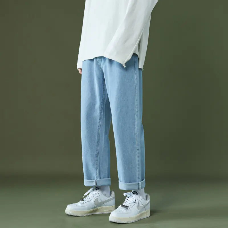 Men's Loose Straight Cropped Jeans