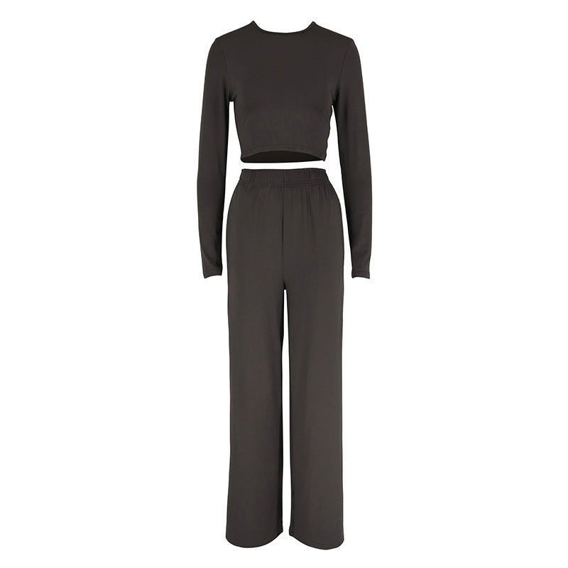 Crop Top T-Shirt with Tight Fit and Loose Two-Piece Set for Women