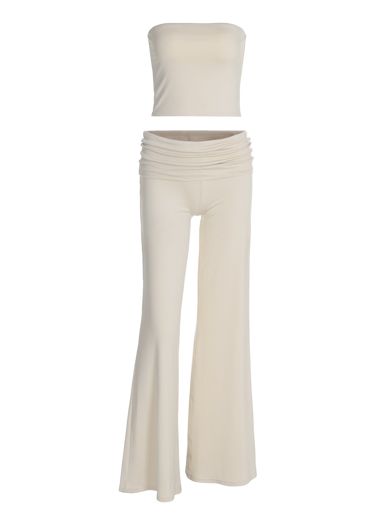 Solid Color Trumpet Neck Tube Top and Long Pants Slimming Set for Women Fashion New Arrival Summer Wear