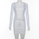 Reflective Trim Long Sleeve Two-Piece Dress Set