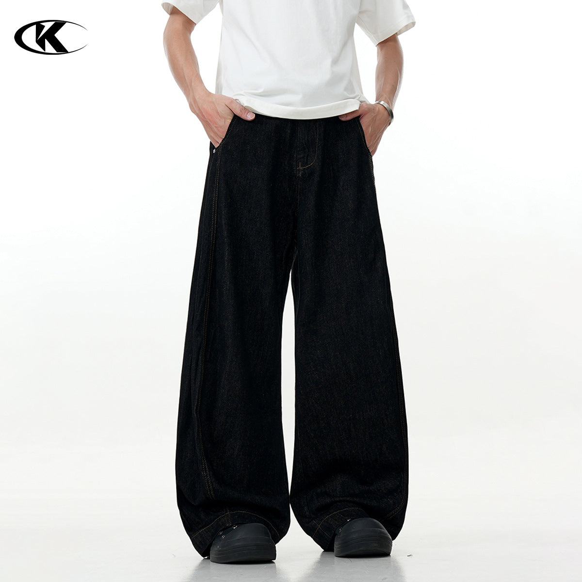 Simple Slimming Loose Fit Casual Trendy Banana Shape Wide Leg Long Pants