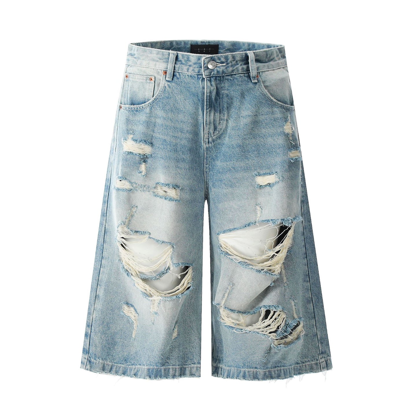 Design Seven-Quarter Denim Pants Washed Loose Straight Trendy Shorts