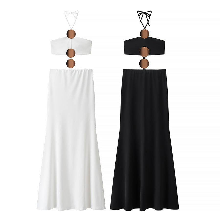 Women's Long Dress Set Pure Color New Style
