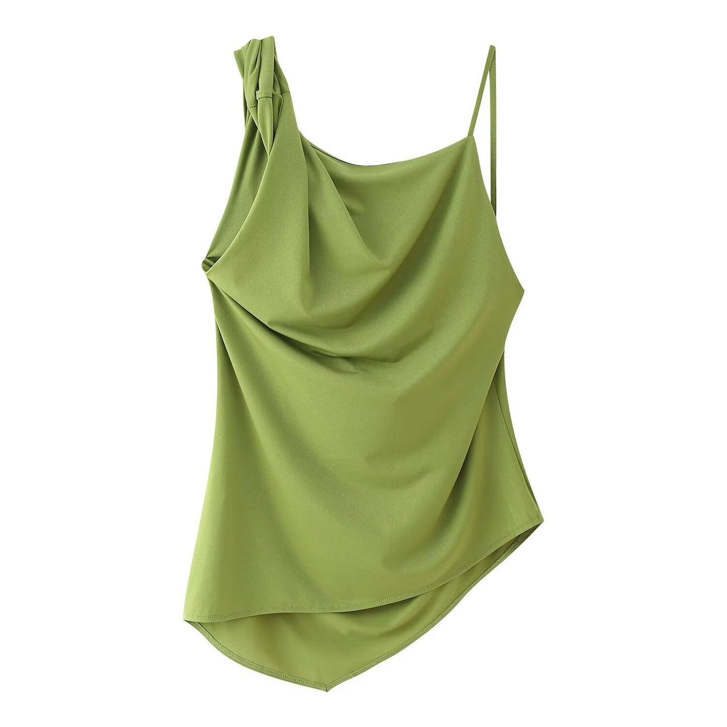 Elegant Women's Ruffled Asymmetric Sleeveless Top + Wide Leg Pants Set