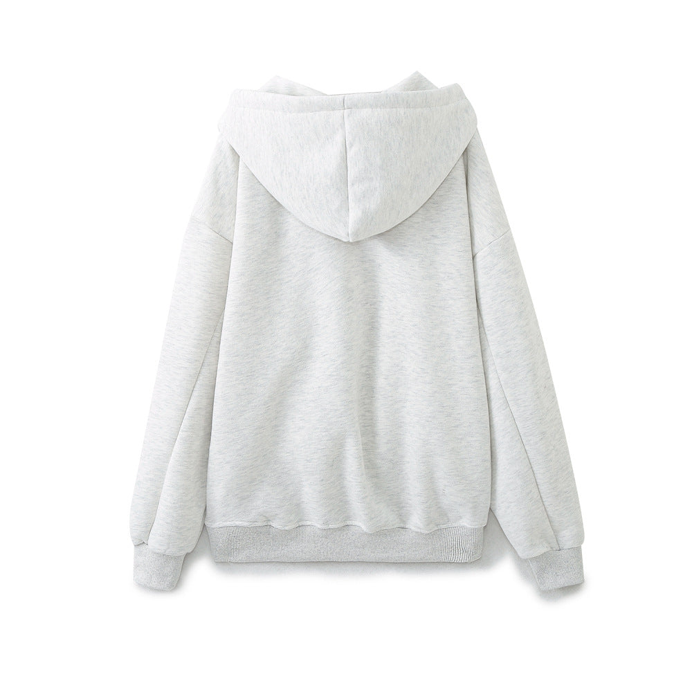 Loose Hooded Sweatshirt + Printed Jogging Pants