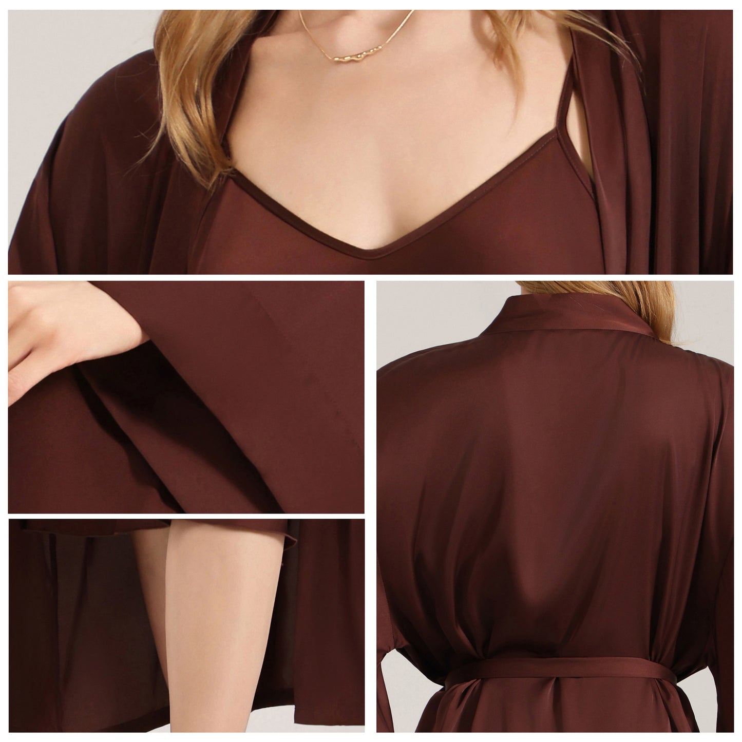Solid color suspender outer robe two-piece set