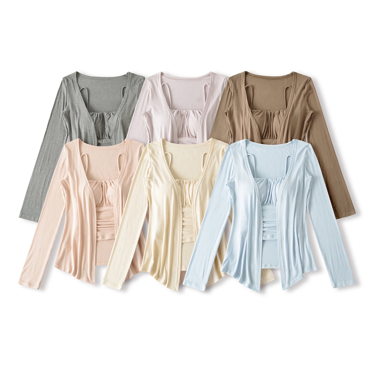 Long Sleeve Cardigan and Small Strap Two-Piece Set