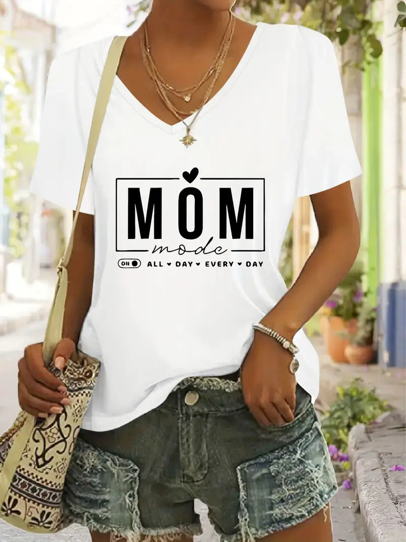 V-Neck Women's T-Shirt Round Neck Short Sleeve Gift for Women