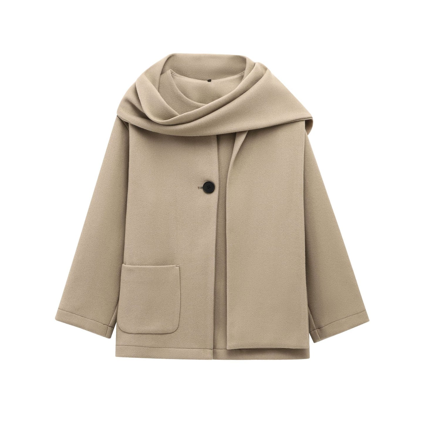 Women's Fashion Casual Blended Fabric Coat with Scarf