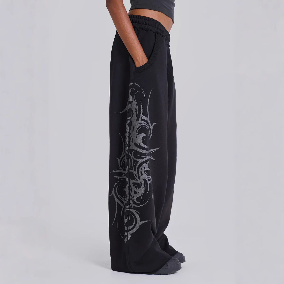 Print Sweatpants Streetwear Spicy Girl Hip Hop Casual Wide Leg Pants Loose Long Pants Trendy