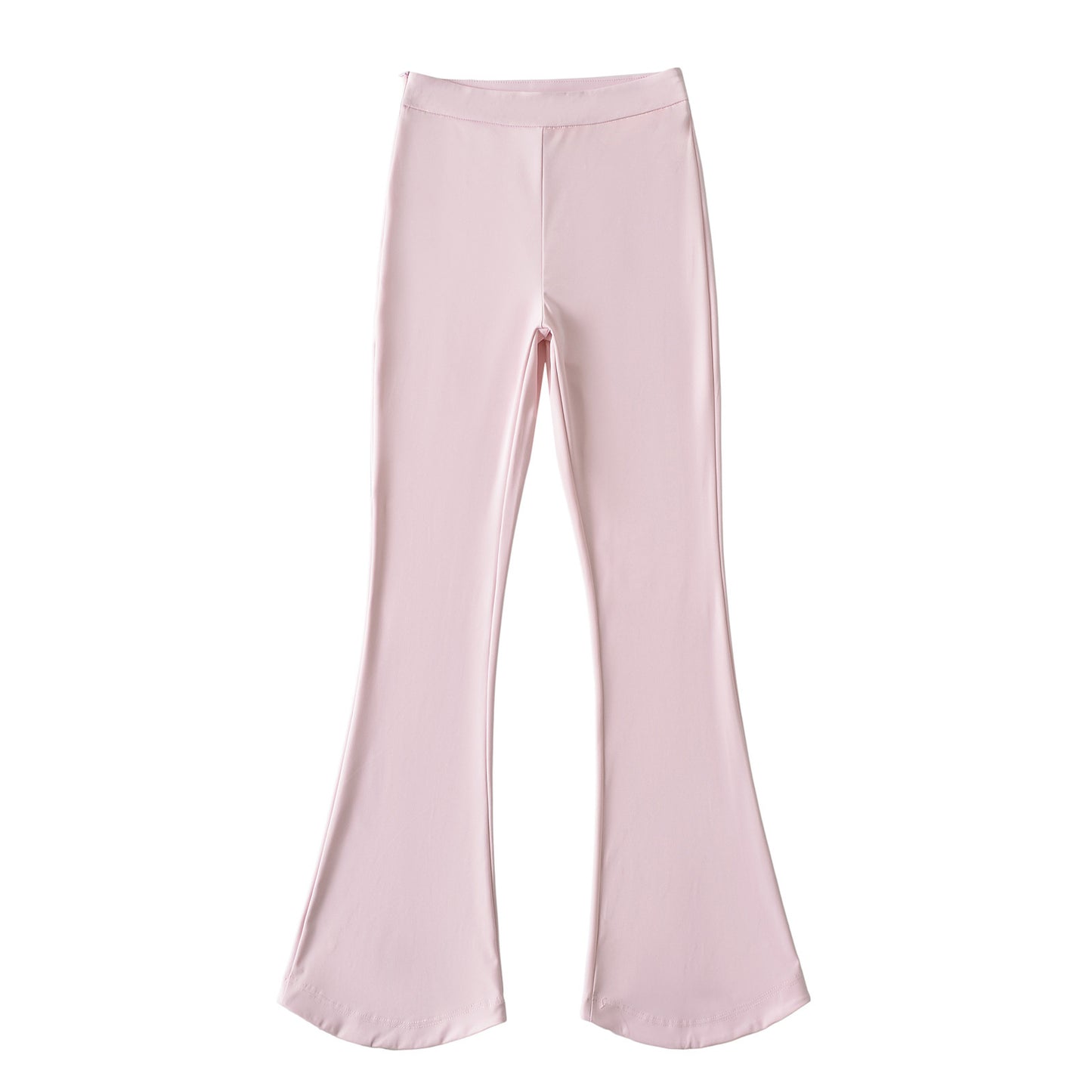 Fake two and a half zipper pleated tops+low waisted horseshoe micro flared pants