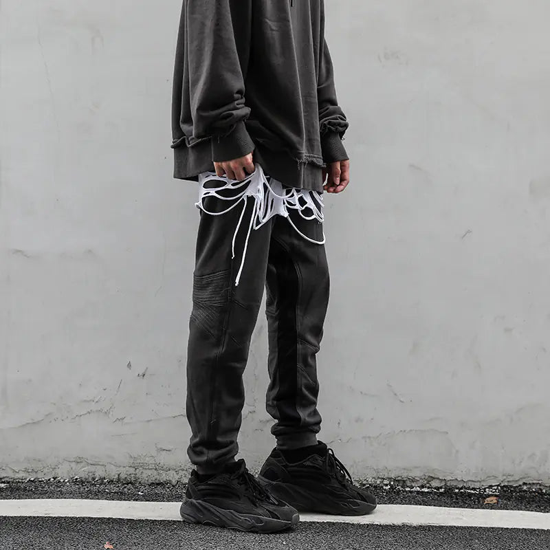 Fog Patchwork Pleated Cuffed Joggers