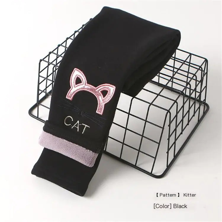 Cartoon Kitten Embroidery Baby Trousers for Kids
