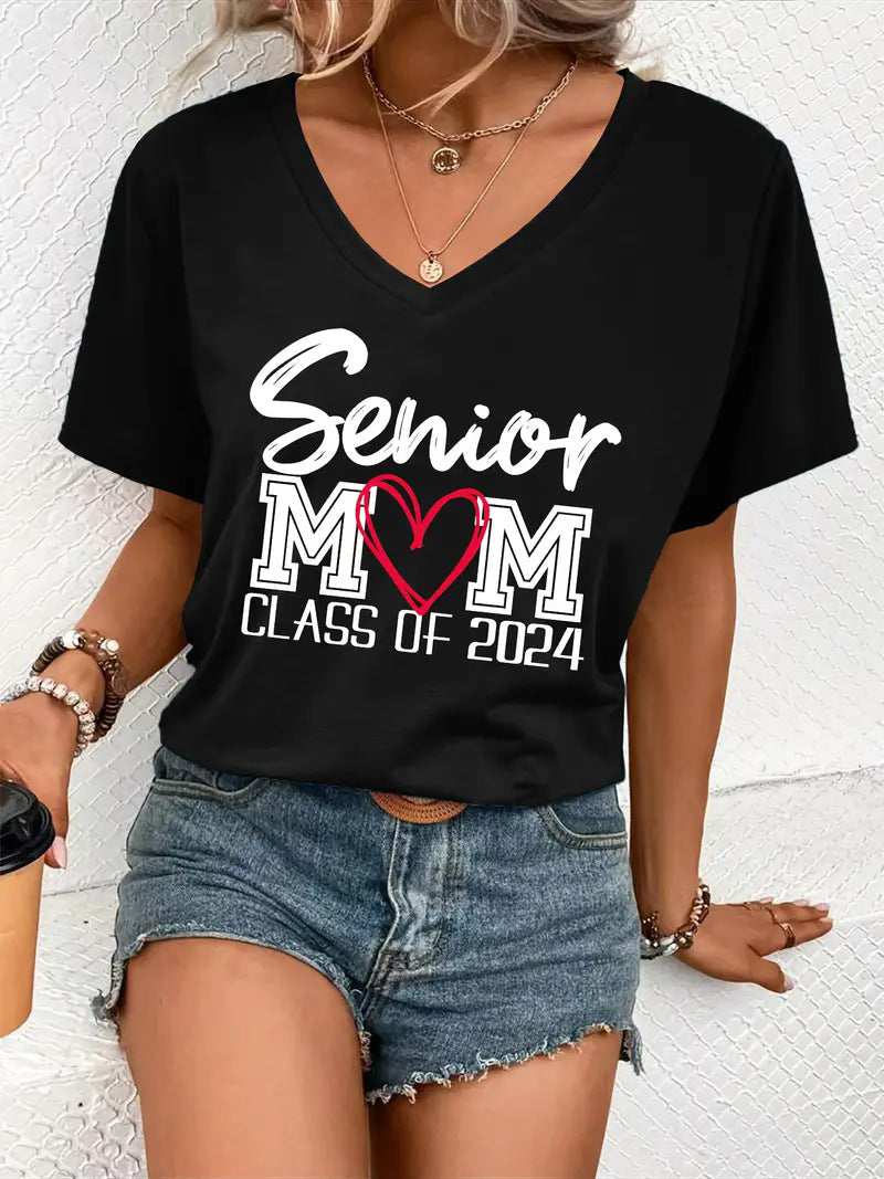 V-Neck Women's T-Shirt Round Neck Short Sleeve Gift for Women