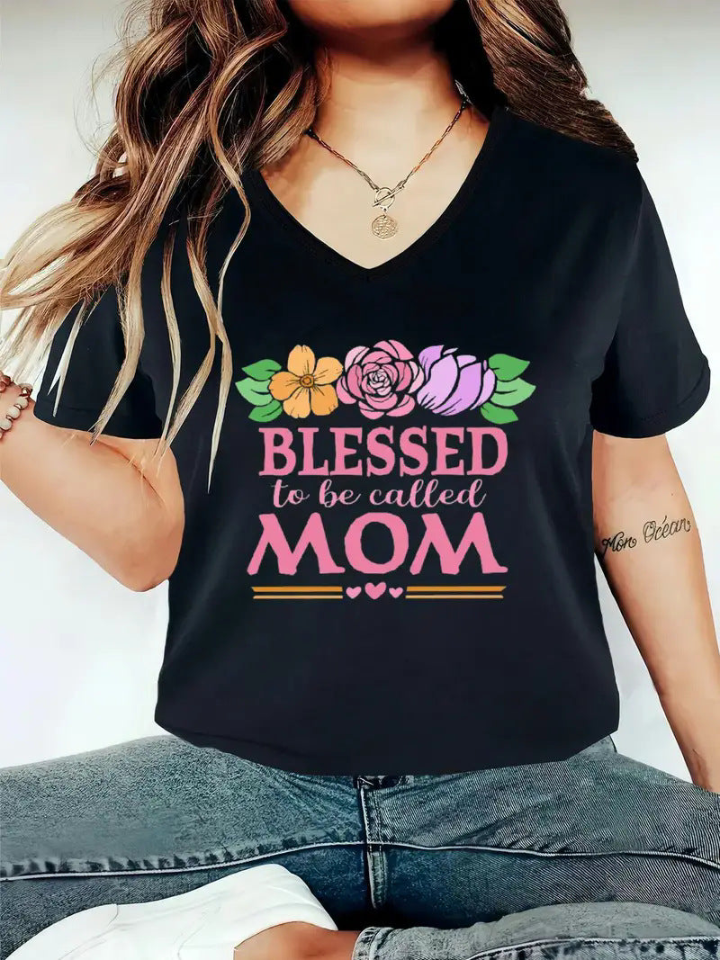 V-Neck Women's T-Shirt Round Neck Short Sleeve Gift for Women
